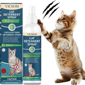 Cat Deterrent Spray, Natural Cat Repellent Spray, Anti-Scratch Deterrent for Furniture, Sofas, Rugs, Curtains, Plants, Indoor & Outdoor Repellent Cats Kittens, Non-Toxic, Alcohol-Free 6.76 FL Oz