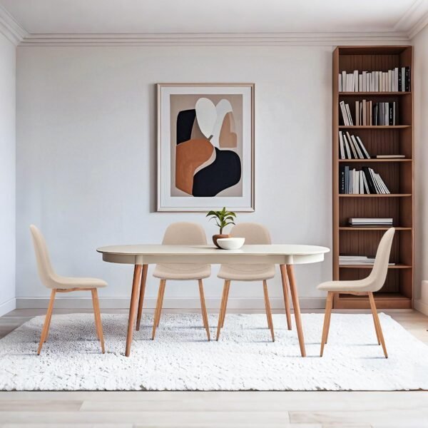 CangLong Dining Chairs Set of 4, High-tech Fabric Comfy Kitchen Side Chairs with Durable & Breathable Seat Cushion, Upholstered Dining Room Chairs with Sturdy Metal Legs for Dining Room, Light Grey - Image 4