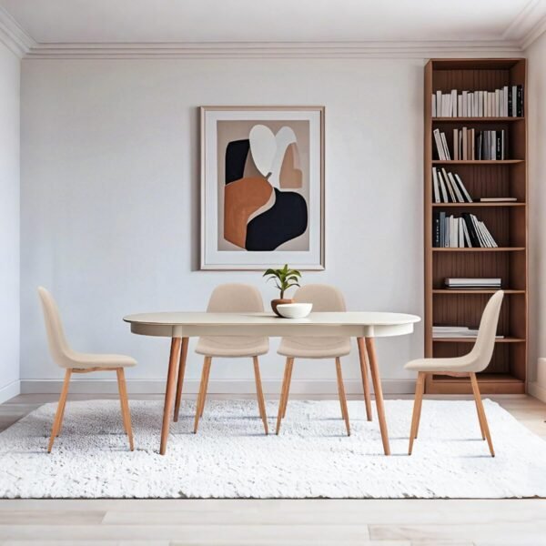 CangLong Dining Chairs Set of 4, High-tech Fabric Comfy Kitchen Side Chairs with Durable & Breathable Seat Cushion, Upholstered Dining Room Chairs with Sturdy Metal Legs for Dining Room, Light Grey - Image 4
