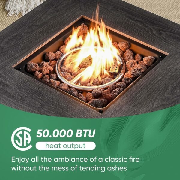 5 Pieces Patio Furniture Set with Fire Pit Table - 4 Outdoor Swivel Rocker Chairs with 50000 BTU Propane Fire Pit Table, Patio Conversation Sets for Outside Backyard Patio Casual Gathering - Image 9