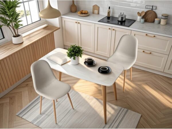 CangLong Dining Chairs Set of 4, High-tech Fabric Comfy Kitchen Side Chairs with Durable & Breathable Seat Cushion, Upholstered Dining Room Chairs with Sturdy Metal Legs for Dining Room, Light Grey - Image 2