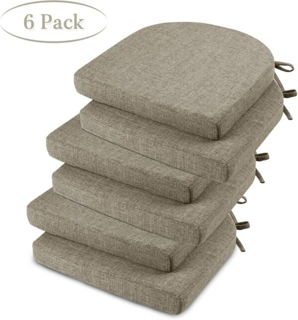Basic Beyond Chair Cushions for Dining Chairs 6 Pack, Kitchen Chair Cushions with Ties and Non Slip Backing, 16 x 16 inches Chair Pads for Dining Chairs(Khaki) - Image 7