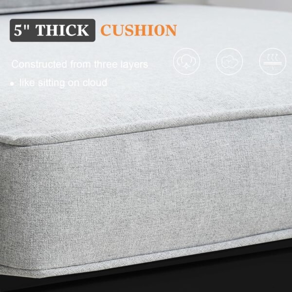 5 Pieces Modern Aluminum Patio Furniture Set, Outdoor Conversation Sets Metal Sectional Sofa with Coffee Table - Image 4