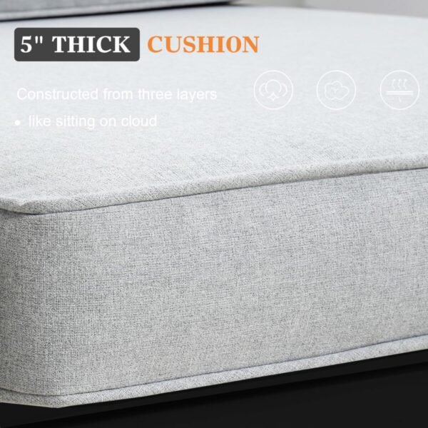 5 Pieces Modern Aluminum Patio Furniture Set, Outdoor Conversation Sets Metal Sectional Sofa with Coffee Table - Image 4