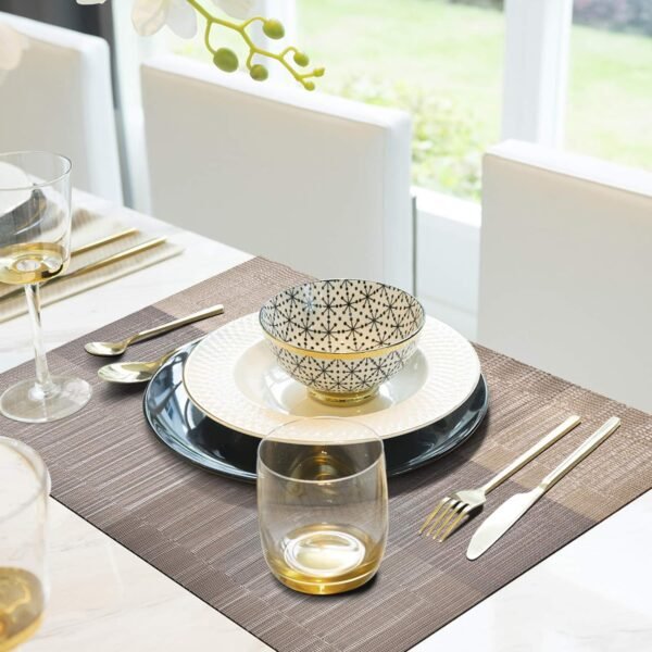 Aofmee Placemats, Placemats Set of 6, Heat Resistant Place Mats, Washable PVC Table Mats, Woven Vinyl Plastic Placemats for Dining Table, Non-Slip Stain Resistant Kitchen Table Placemats Easy to Clean - Image 7
