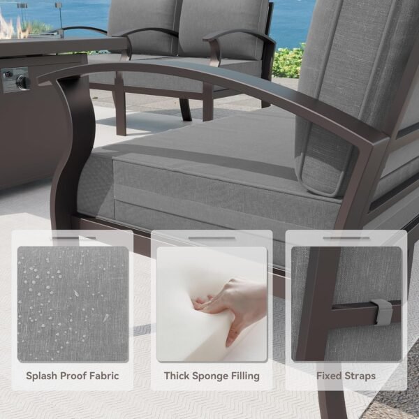 Aluminum Patio Furniture Set 8-Seat Metal Modular Outdoor Patio Conversation Sectional w/Swivel & Rocking Sofas and Coffee Table for Deck,Backyard,Lawn,Grey - Image 7