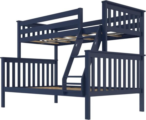 Max & Lily Bunk Bed Twin Over Full Size with Ladder, Solid Wood Platform Bed Frame with Ladder for Kids, 14" Safety Guardrails, Easy Assembly, No Box Spring Needed, Blue - Image 4