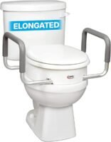 Carex 3.5 Inch Raised Toilet Seat with Arms, Elongated Toilet Seat Riser, 300 lbs Capacity, Elevating and Raising Seat for Elderly and Handicap, Universal, Slip-Resistant with Padded Handles, White